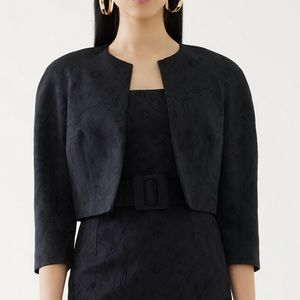 Anthropologie bolero crop Jacket Jacquard. 61% Viscose 38% Poly. Made in Turkey